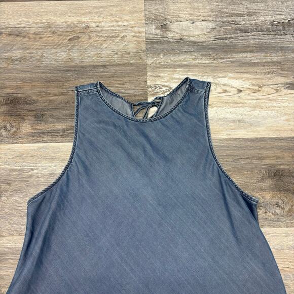 GAP Dark Indigo Womens‎ L Minimalist Tencel Chambray Keyhole Back Sleeveless Top - Picture 3 of 11